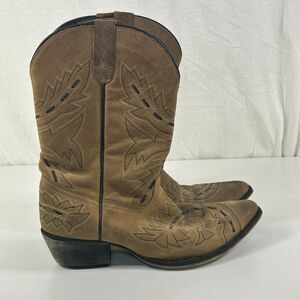 Dan Post Youth 5.5 Brown Leather Western Stitched Cowboy Boots